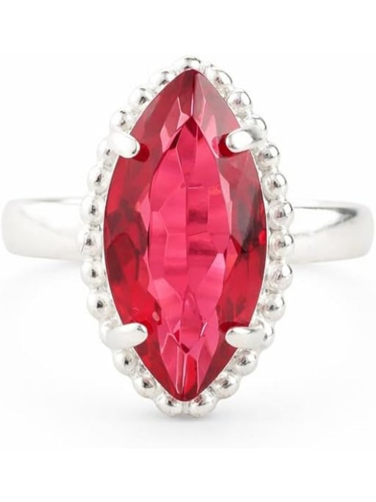 Pink Rubellite-October Marquise Cut 925 Silver Bezel Birthstone Boho Crystal